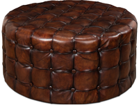 Pouf ottoman en cuir de qualité supérieure avec coussin rembourré durable, structure en bois massif, repose-pieds de luxe pour la décoration du salon