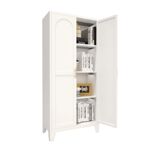 61 2 Shapely White <b>Metal</b> Storage Cabinet with Adjustable <b>Shelves</b> and Doors for Bedroom and Living Room - Product Image 5