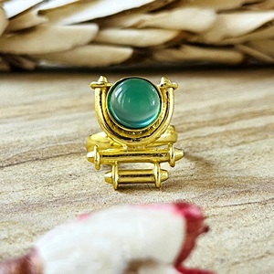 Market Favorite Green Onyx <b>Rings</b> Vintage Brass <b>Ring</b> For Women 18k <b>Gold</b> Plated Geometric <b>Cocktail</b> Jewelry For Wholesale/OEM/ODM - Product Image 1
