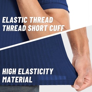 Most Fashionable Men <b>Blue</b> Blank Zipper Collar Premium Quality <b>Canvas</b> Fabric Anti-shrink for T-Shirt Short Sleeves - Product Image 3