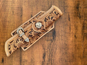 Étui à couteau en cuir taillé à la main avec boucle de ceinture en cuir de vachette sculpté en cuir véritable pochette pour couteau pliant - Product Image 3