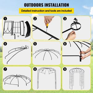 Arco da Giardino in Ferro Battuto a Forma di Gabbia per Uccelli 9FT X 6.6FT, Traliccio per Piante Rampicanti, Ideale per Matrimoni - Product Image 4