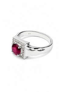แหวนทับทิมและเพชรเงินแท้ 925 รุ่น KLSR12568 - Product Image 4