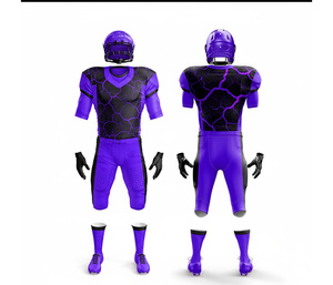 Maillot de football américain personnalisé avec design par sublimation |   Ensemble de football avec maillot et pantalon |   Vêtements de sport en polyester respirant - Product Image 2