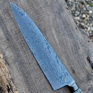 Cuchillo de bolsillo de acero de Damasco de alta calidad, cuchillo plegable hecho a mano con mango de madera, cuchillo de bolsillo para acampar con funda. - Product Image 5