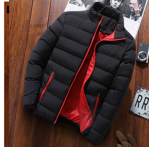 2026 Quality Men's Warm <b>Jacket</b> Stand <b>Collar</b> Winter Casual Outerwear 100% Polyester Solid Thick Plain Dyed Waterproof - Product Image 3