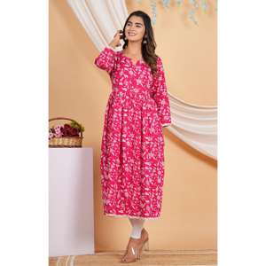 อาร์ติ แฟชั่น ชุดสูทลำลองพิมพ์ลายดอกไม้ทรงเอ คอวี แขนสามส่วน ผ้าทอ เอวยางยืด ระบายอากาศได้ดี ใส่ได้ทุกวัน - Product Image 3