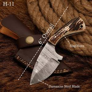 Cuchillo de caza y cocina de acero de Damasco hecho a mano, mango de madera, hoja fija, multifuncional para exteriores, funda de cuero para camping, OEM - Product Image 4