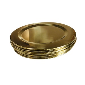 Assiettes de présentation rondes en laiton de designer pour table à manger, élégantes pour événements, mariages, banquets, présentation de table en métal - Product Image 3