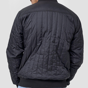 Chaqueta Bomber Acolchada para Hombre, Color Sólido, Cierre de Cremallera, Resistente al Viento, Prenda Exterior de Poliéster, Estilo Casual Otoñal - Product Image 5