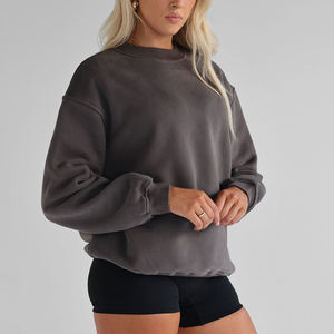 Cotton <b>Plain</b> Blank Winter Fleece Lined <b>Hoodie</b> Embroidery Logo Casual Shoulder Crewneck Sweatshirt Women <b>Hoodie</b> - Product Image 3