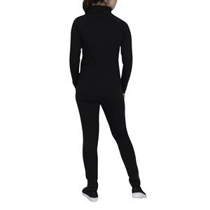 Ensemble deux pièces pour femme, noir et rouge, imprimé géométrique, veste à col montant entièrement zippée, pantalon legging à empiècements latéraux, tenue de sport athlétique - Product Image 6