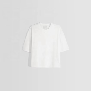 T-shirt Streetwear à logo personnalisé, coupe carrée, en coton épais, coupe courte, graphique, oversize - Product Image 5