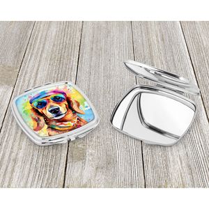 Teckel Hippie Dawg Compact Pliant Miroir De Maquillage Portable Décoratif Voyage Cadeau pour Femmes et Filles - Product Image 3