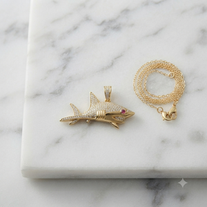 Trendy 10K <b>Solid</b> <b>Gold</b> Fine <b>Pendants</b> Charms Custom Iced Zodiac Sign Shark Fish Cartoon Rhodium Plated Moissanite Unisex Jewelry - Product Image 3