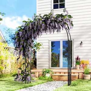 Arco da Giardino in Acciaio da 2,2 m con Traliccio per Piante Rampicanti, Rose, Glicine, Viti, Supporto per Arco Nuziale, Altezza 0,9 m - Product Image 2