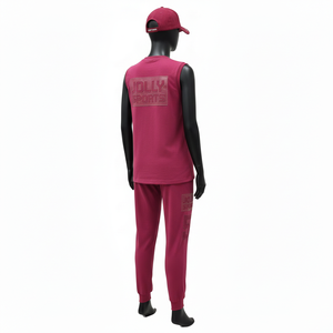 ชุดออกกำลังกายแขนกุดสองชิ้นสำหรับผู้หญิง ผ้าคอตตอนเจอร์ซีย์พรีเมียม 180 GSM ผิวสัมผัสนุ่ม โลโก้แบบรีดร้อน ชุดสำหรับผู้หญิง - Product Image 5