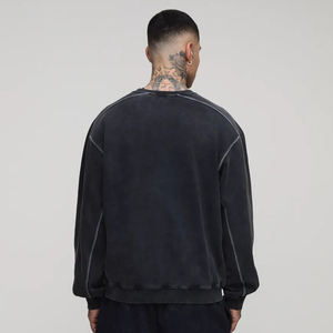 Sudadera de Hombre de Primera Calidad, Estilo Moderno con Lavado Ácido, Cuello Redondo, Corte Holgado, Estilo Urbano, Cómoda, Bordada, Precio Económico - Product Image 3