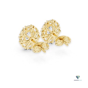 ต่างหูเพชรทรงรี 1.69 กะรัต แบบ Halo Stud ผลิตในห้องปฏิบัติการ ตัวเรือนทองคำแท้ 18K ดีไซน์คลาสสิกแบบ Cluster สำหรับผู้หญิง เครื่องประดับอันหรูหรา - Product Image 3