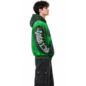 Nouveau sweat-shirt à capuche zippé pour homme 100% coton Vert hiver Coupe classique Tissu tricoté 420g Impression sérigraphique Lettres imprimées - Product Image 2