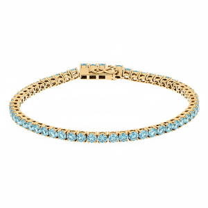 OEM ODM Hot Selling Luxury Women's 14K 18K Gold Aquamarine Gemstone Birthstone Tennis Bracelet Round Shape Fine Jewelry <b>Bangles</b> - Product Image 1