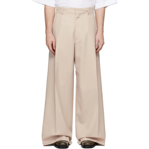 New <b>Men's</b> Custom Cotton Heavyweight Twill Flare Pants Loose Fit Mid Waist Embroidered Casual Anti-Pilling Wide Leg <b>Drawstring</b> - Product Image 1