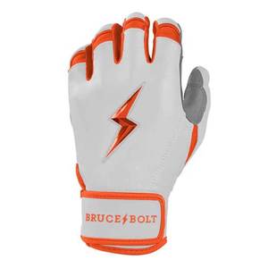 Bruce <b>Bolt</b> White Orange Batting Gloves Padded <b>Hook</b> And Loop Closure Unisex Adult Training Glove - Product Image 2