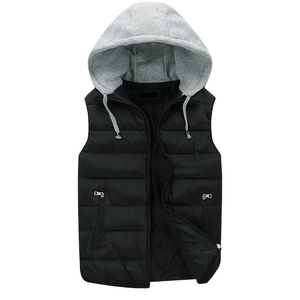 Chaleco Acolchado Unisex con Capucha, Bolsillos con Cremallera, Color Gris Claro, Cortavientos, Ropa Exterior Informal de Invierno, Relleno de Algodón, Sin Mangas - Product Image 3