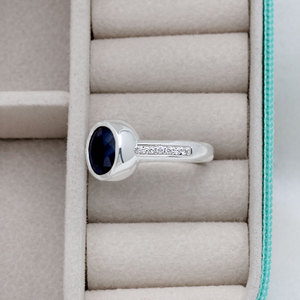 925 Sterling <b>Silver</b> Round cut Blue Sapphire Pave cz gemstone <b>Ring</b> for <b>Men</b> Trendy Style Gift Everyday Wear Jewelry - Product Image 4