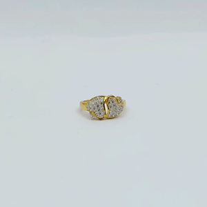 Classic 22K Gold Designer <b>Ring</b> with <b>Crystal</b> Stone Elegant Double Leaf Style Jewelry for Women Daily Wear and Party Wear - Product Image 1