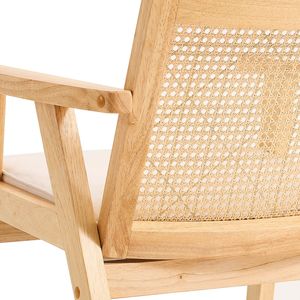 Poltrona Moderna Retrò Stile Mid-Century per Soggiorno, con Schienale in Rattan PU e Rivestimento in Velluto, per Uso in Centri Commerciali e Camere da Letto - Product Image 5