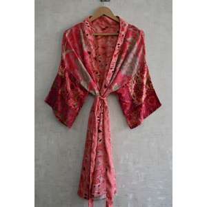 Kimono Largo de Seda con Parches de Lujo para Mujer, Bata de Dormir de Diseño Bohemio, Ropa de Estar por Casa de Alta Gama - Product Image 2