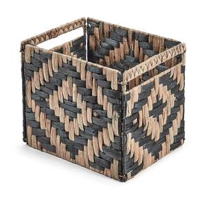 Panier en jacinthe d'eau avec motif noir, panier de rangement fait main, vente en gros, écologique, fabriqué au Vietnam - Product Image 6