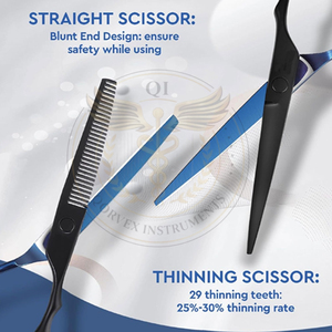 Kit de Tijeras para Cortar Cabello - Profesional, 10 Piezas, Negro y Azul - Product Image 4