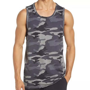 Chaleco de algodón de verano para gimnasio y fitness para hombre, camiseta sin mangas, estilo casual ajustado, diseño de camuflaje, camisetas sin mangas transpirables para hombre - Product Image 1