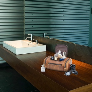 New Design High Quality Genuine Leather Shaving Kit Large Dopp Kit Toiletry Bag Custom Logo <b>Makeup</b> <b>Case</b> Men Women. - Product Image 2