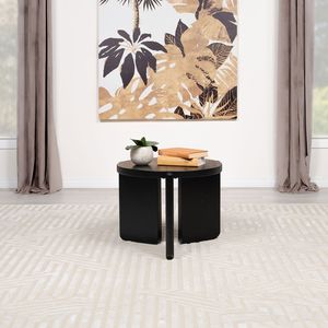 Tavolino Rotondo Harrison in Legno Massello Nero per Arredamento Soggiorno - Product Image 1