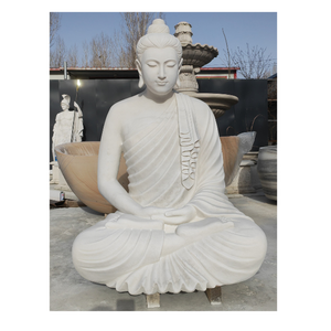 Estatua de Buda Pulida de Mármol Blanco Ecológico Tradicional Hecha a Mano, Gran Estatua Religiosa Hindú India - Product Image 3