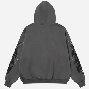Sudadera con capucha unisex personalizada, estilo acid wash, oversize, con cremallera y pedrería, logotipo bordado, para ropa informal de moda urbana, para marcas de ropa. - Product Image 2