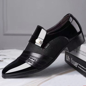 New Men's Glossy Leather Shoes Business Formal Casual Shoes Plus Size Metal Decor Versatile Dress Shoes for Men - Product Image 1