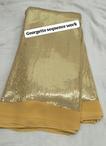 ผ้าหรูหราพรีเมียมลายปักเลื่อมแบบ Faux Georgette ประดับด้วยเลื่อมวิบวับสวยงามและงานปักด้ายอันประณีต - Product Image 3