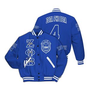 Zeta Phi Beta Varsity <b>Jacket</b> Blue Men's Preppy Style <b>Patch</b> Design Silk Screen Printing Autumn Wear - Product Image 3