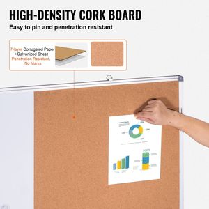 Lavagna Magnetica 2-in-1 con Cornice in Alluminio 48x36 Pollici, Combinazione di Lavagna Bianca e Pannello in Sughero, Montabile a Parete per Casa o Ufficio - Product Image 4