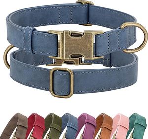 Collar Clásico para Perro de Cuero PU, Diseño de Hebilla Ajustable, Color Sólido, Collar para Mascotas para Todas las Estaciones - Product Image 1