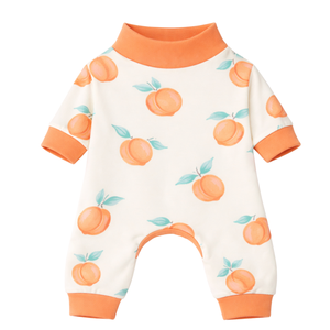 Dog Pajamas Onesie Peaches Print Soft Stretch Pet Sleepwear Cozy Breathable All Season Nightwear For Small Medium Dogs Indoor - Product Image 4