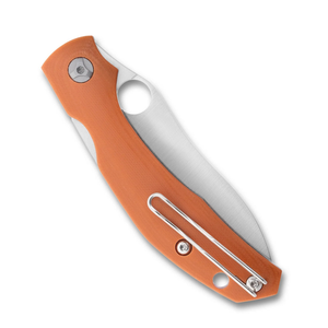 Cuchillos Plegables de Acero Inoxidable con Mango Naranja, Hoja con Acabado Satinado y Borde Liso, Orificio de Apertura con el Pulgar, Clip de Bolsillo y Diseño Ergonómico - Product Image 4