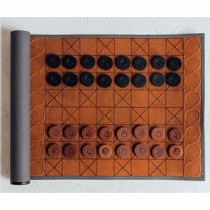 Jeu d'échecs portable en cuir véritable vintage, plateau enroulable pour adultes et enfants, cadeau d'entreprise haut de gamme et décoration d'intérieur - Product Image 3