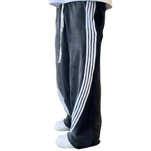 Pantalones Jogger Acampanados de Pierna Ancha con Efecto Desgastado, Lavado Ácido, Estilo Urbano, Holgados, Casuales, 100% Algodón, Transpirables, con Cintura Elástica - Product Image 2