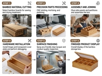 Organisateur de rangement en bambou naturel éco-responsable à 8 compartiments avec couvercle anti-poussière transparent, artisanat en bois, boîtes en bois