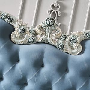 Hot Sale Mandarin Oriental Luxury Classic <b>Soft</b> Blue Tufted Bedroom Set Upholstered <b>Bed</b> <b>Frame</b> Elegant European Style Furniture - Product Image 5